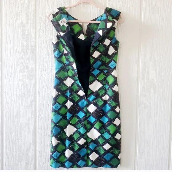 Milly of New York Geometric Block Sleeveless Pencil Sheath Dress sz 4 - Picture 5 of 10